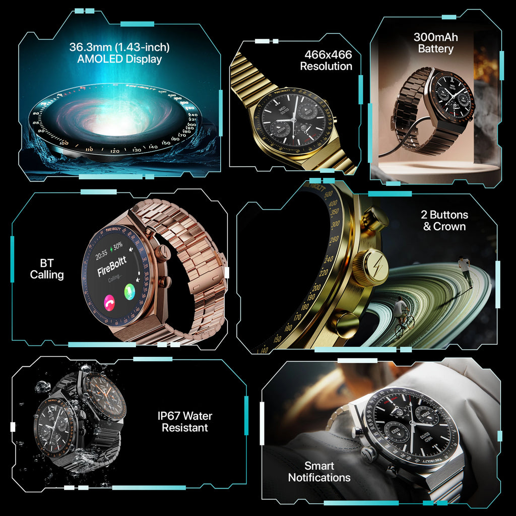 Fire-Boltt Spacewatch | Stainless Steel Bluetooth Calling Watch| 1.43″ AMOLED