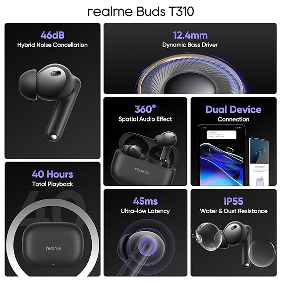 Realme Buds T310 Wireless Earbuds with Low Latency Gaming Mode