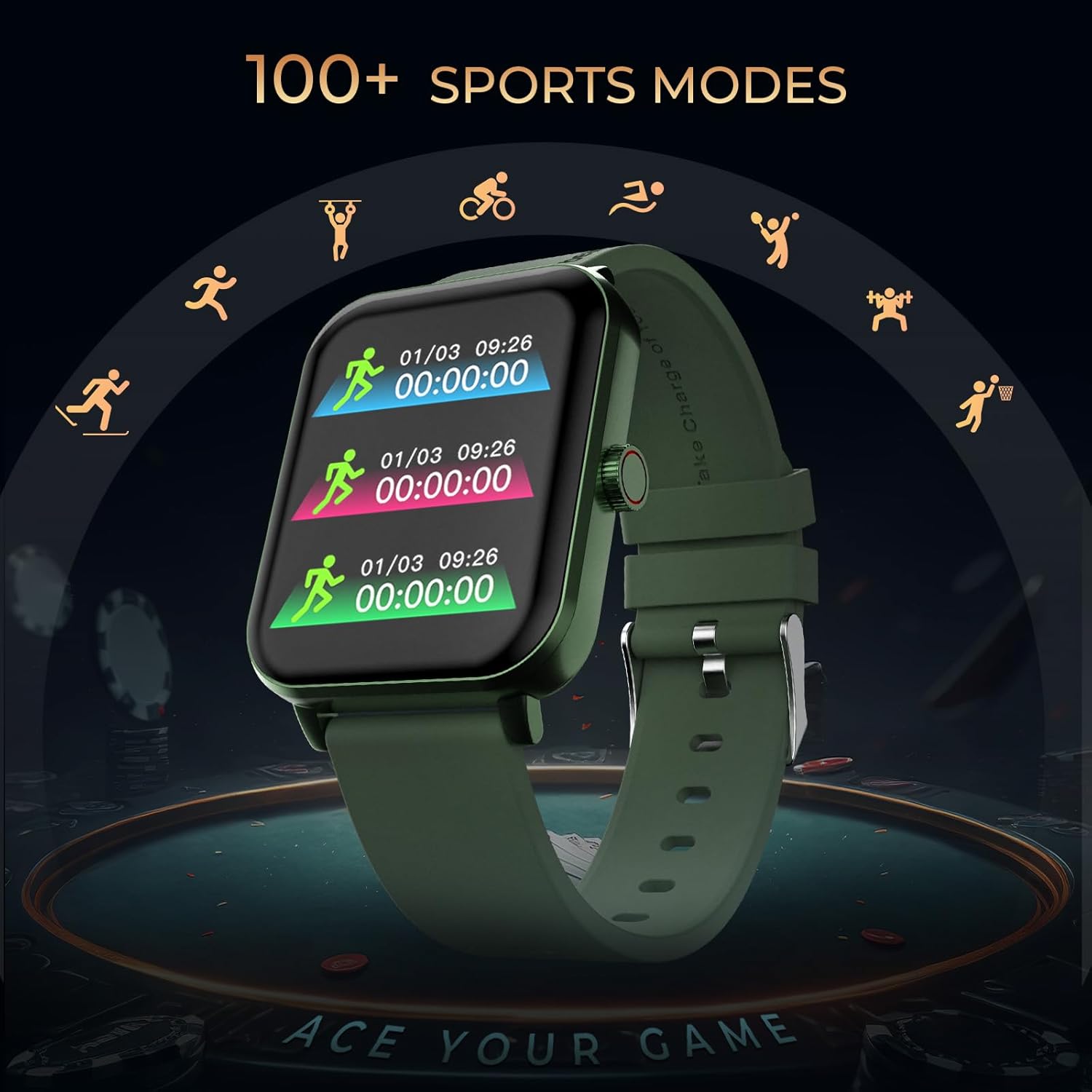 beatXP Marv Ace | HD Display & 100+ Sports Modes | with SpO₂ Monitor