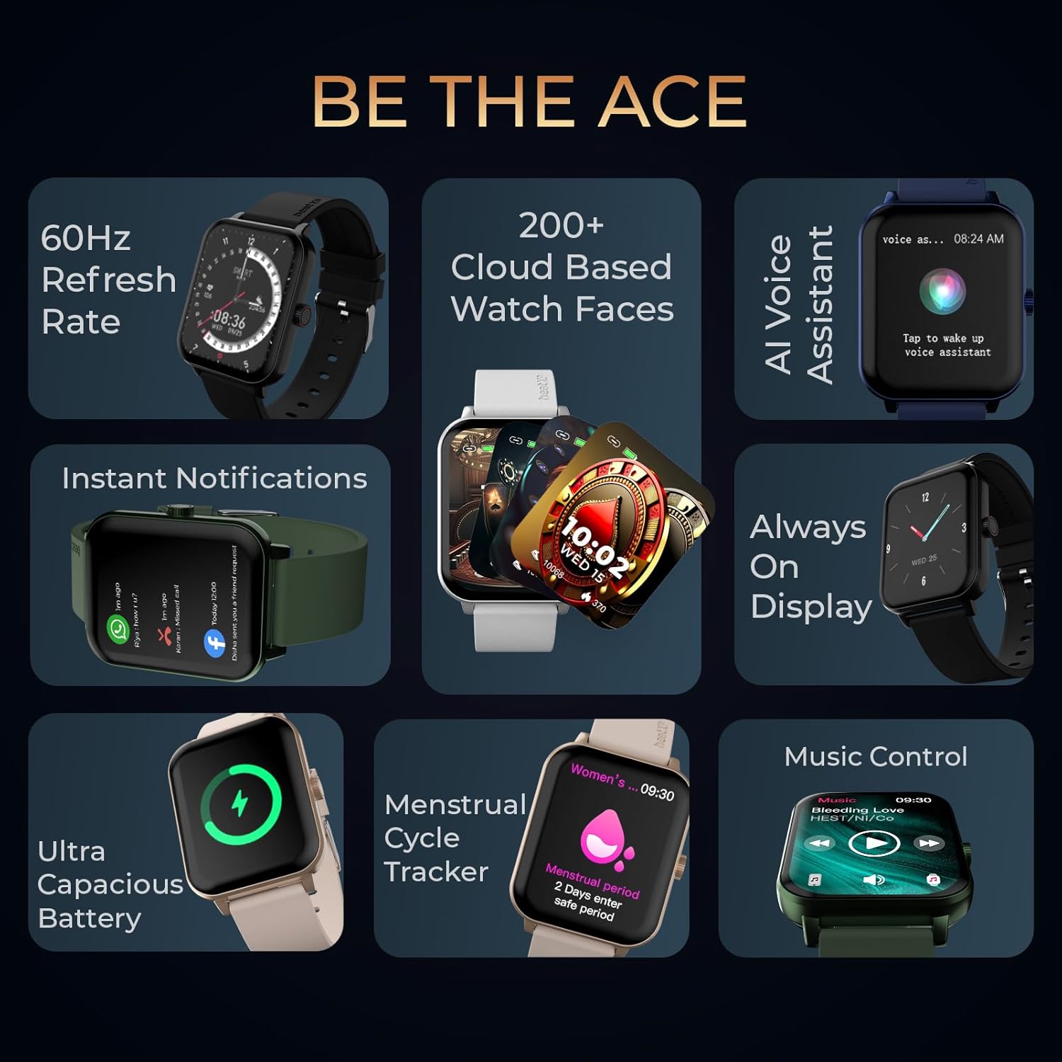 beatXP Marv Ace | HD Display & 100+ Sports Modes | with SpO₂ Monitor